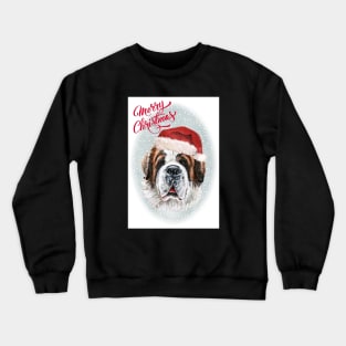 Saint Bernard Merry Christmas Santa Dog Holiday Greeting Crewneck Sweatshirt